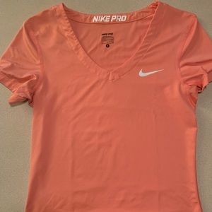 Coral Nike pro dri fit tshirt vneck